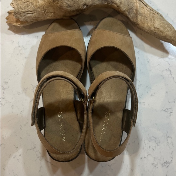 Aerosoles Leather Bogaboo Tan Brown Wedge Sandals Size 9 - Picture 11 of 15